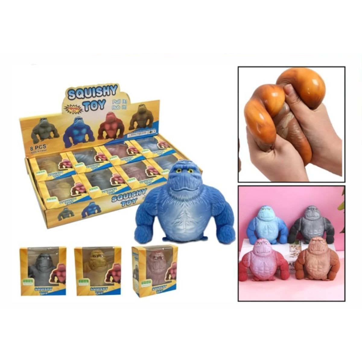 GENERICO - Gorila De Goma Látex Anti Estrés Colores Surtidos