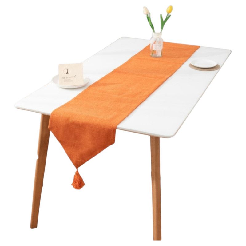 GENERICO - Camino De Mesa Con Flecos Corredor De Mesa Medida 33x180cm Naranja