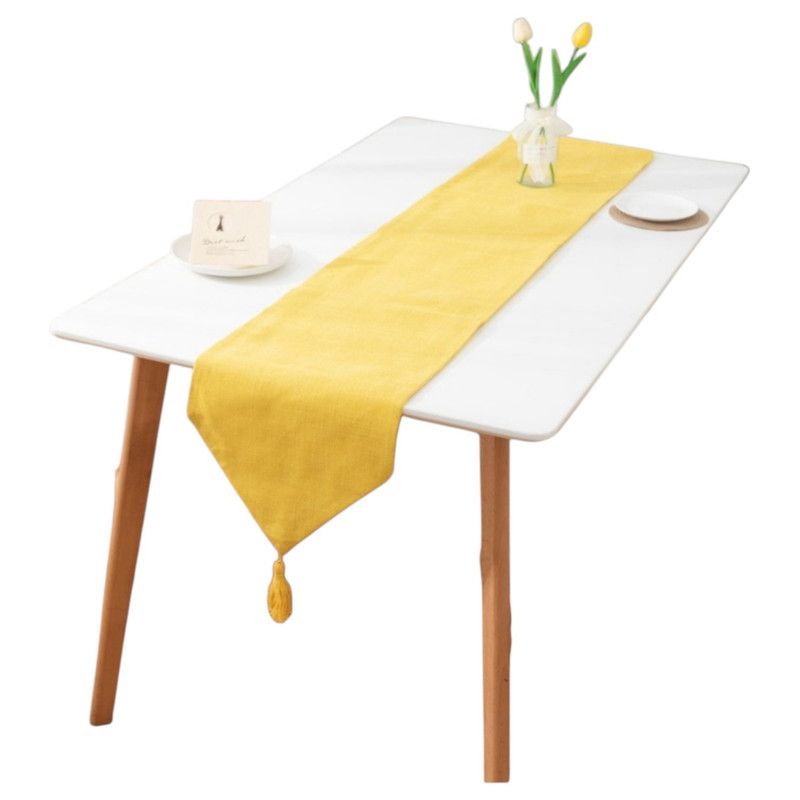 GENERICO - Camino De Mesa Con Flecos Corredor De Mesa Medida 33x180cm Amarillo