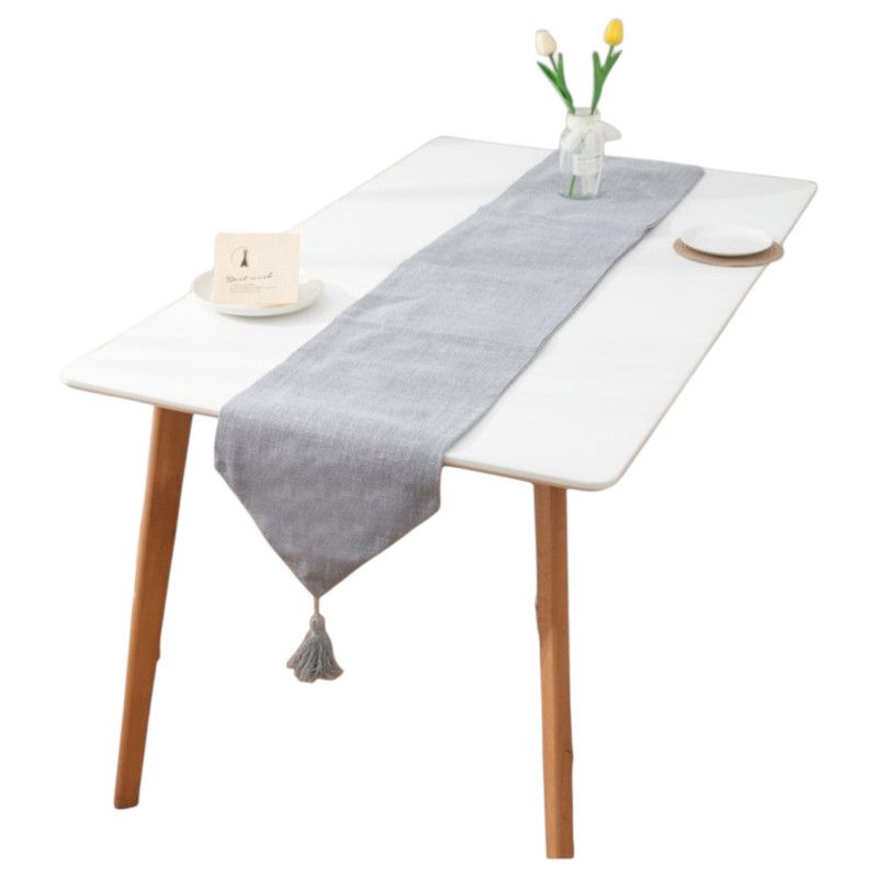 GENERICO - Camino De Mesa Con Flecos Corredor De Mesa Medida 33x180cm Gris