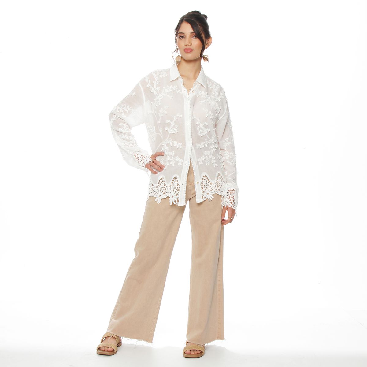 WADOS - BLUSA MANGA LARGA EMBROIDERY ABOTONADA EN EL DELANTERO