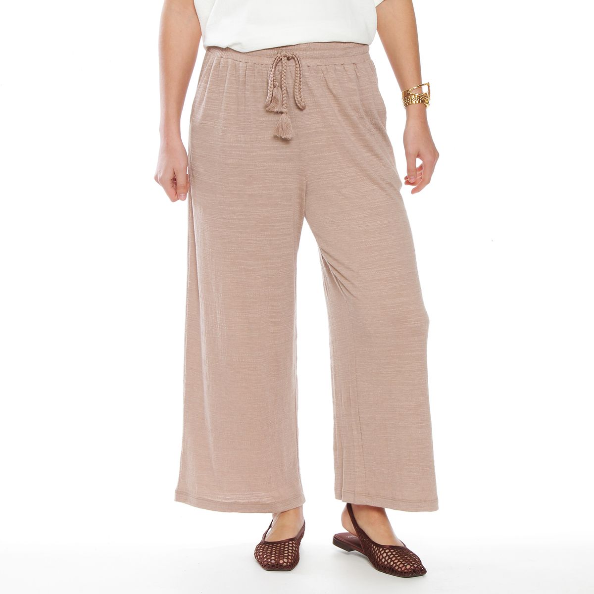 WADOS - PANTALON WIDE LEG TIRO ALTO PRETINA BASICA ELASTICADA