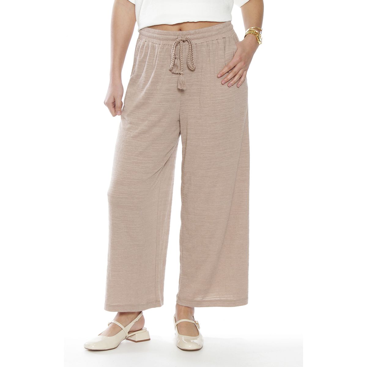 WADOS - PANTALON WIDE LEG TIRO ALTO PRETINA BASICA ELASTICADA