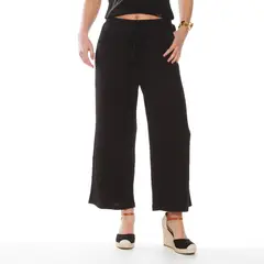 WADOS - PANTALON WIDE LEG TIRO ALTO PRETINA BASICA ELASTICADA
