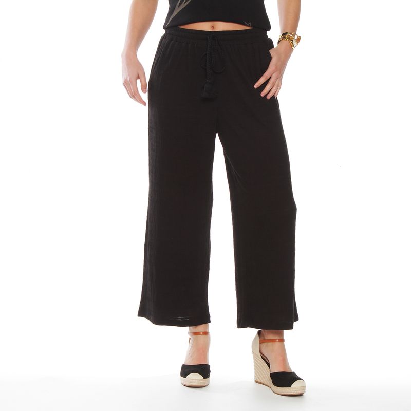 WADOS - PANTALON WIDE LEG TIRO ALTO PRETINA BASICA ELASTICADA