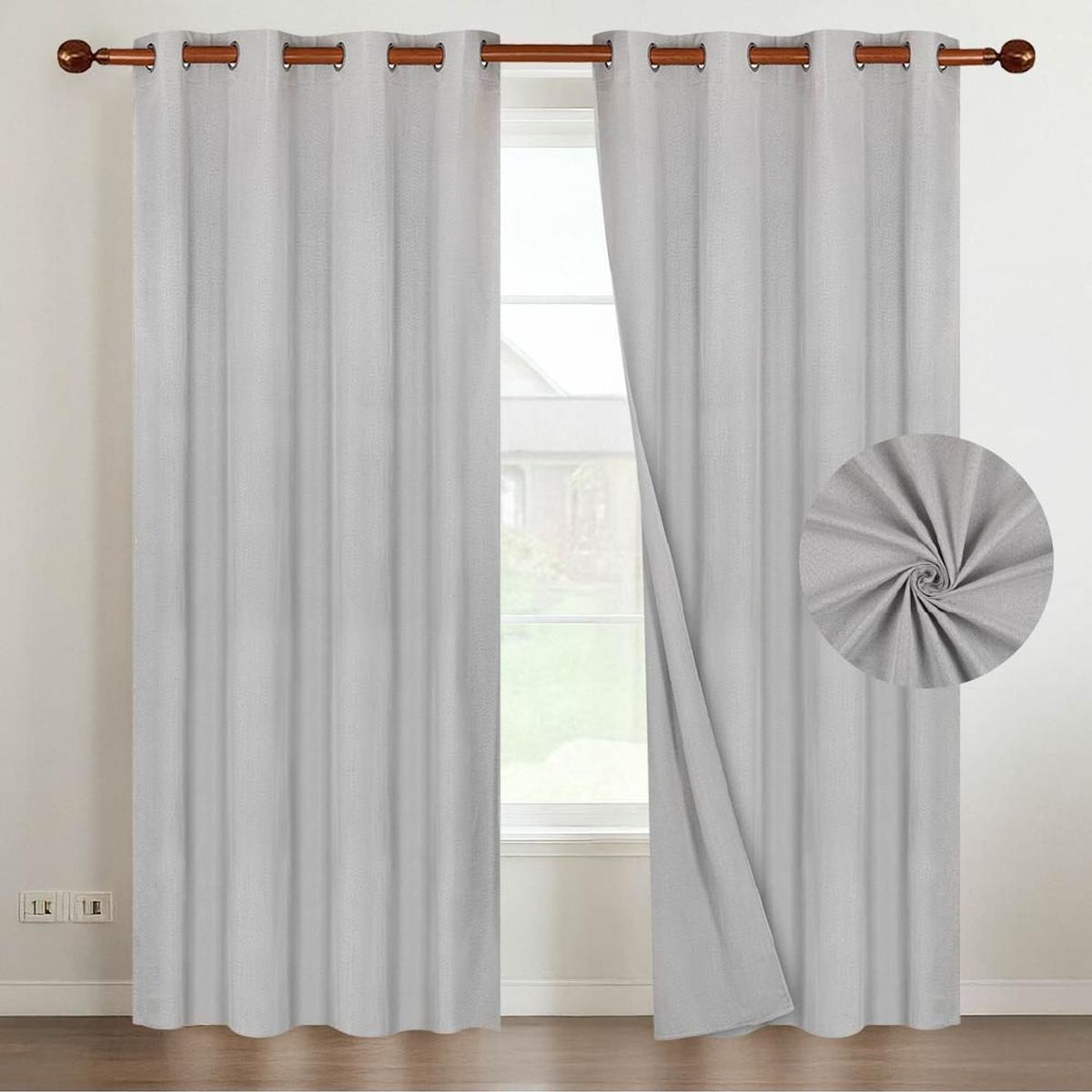 CASATUA - Cortina 100% Blackout 220x140 Casatua Look Lino Set 2 Paños - Crema - 220 x 140
