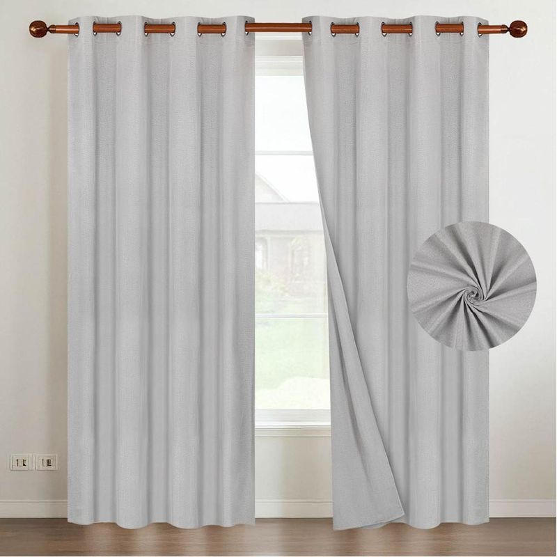 CASATUA - Cortina 100% Blackout 220x140 Casatua Look Lino Set 2 Paños - Crema - 220 x 140