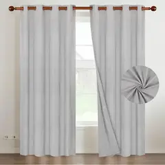 CASATUA - Cortina 100% Blackout 220x140 Look Lino Set 2 Paños - Crema - 220 x 140