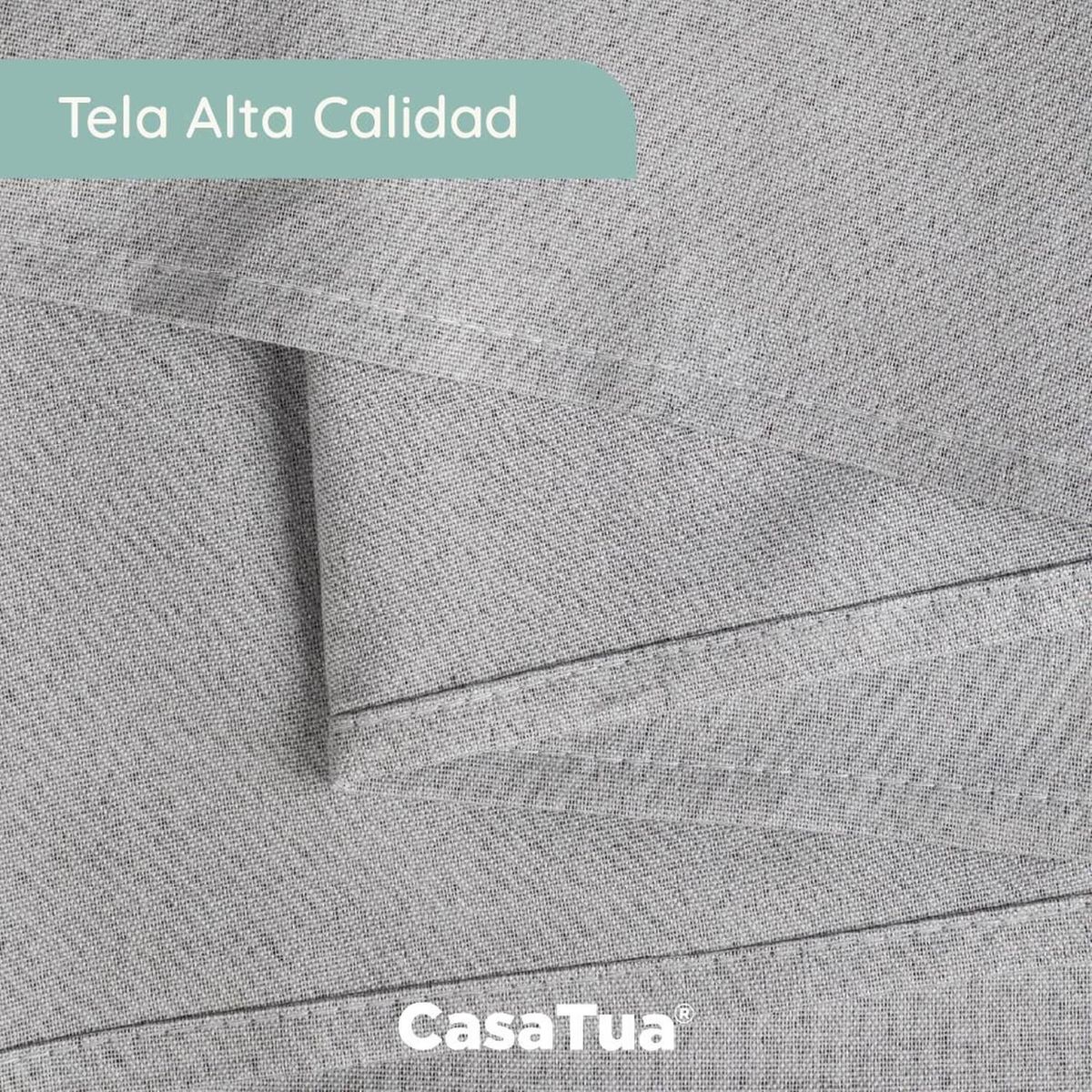 CASATUA - Cortina 100% Blackout 220x140 Casatua Look Lino Set 2 Paños - Crema - 220 x 140