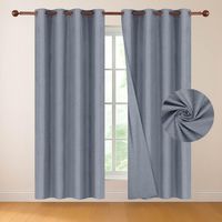 Cortina 100% Blackout 220x140 Look Lino Set 2 Paños - Azul - 220 x 140