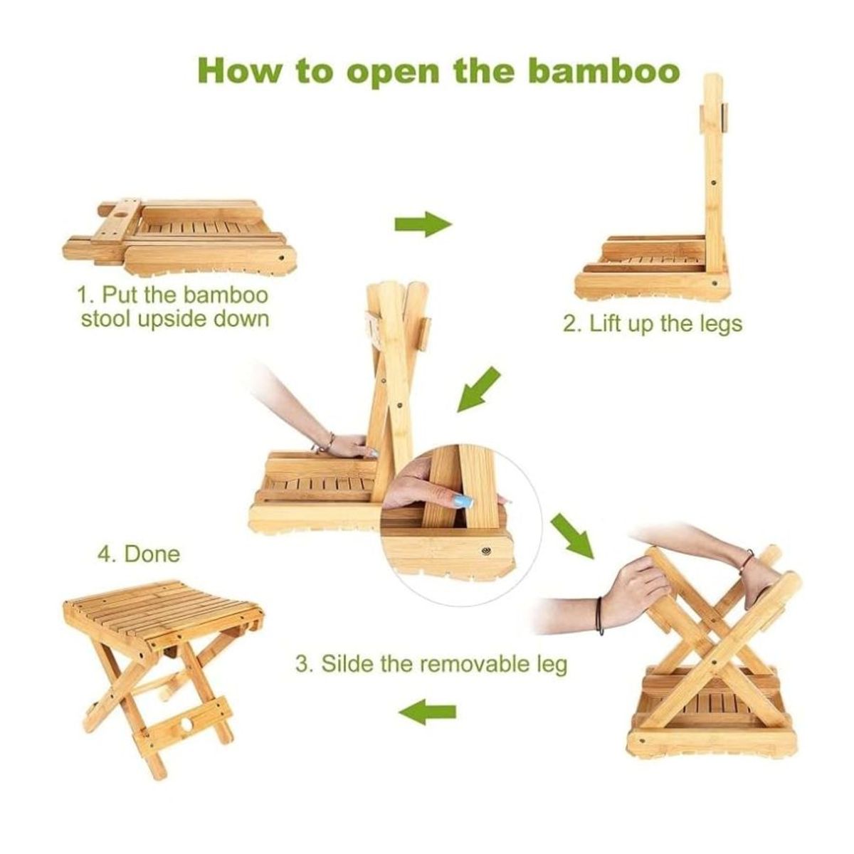 GENERICO - Taburete Otomana Plegable De Bambú