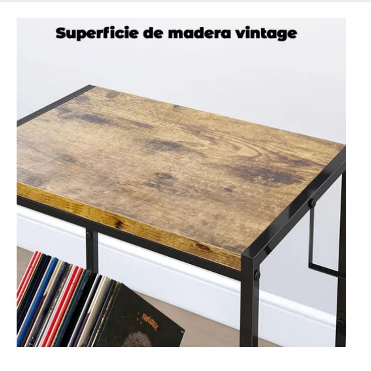 OFERTABKN - Mesa De Soporte Tocadiscos Y Almacenamiento De Vinilos