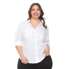 WADOS - BLUSA MANGA LARGA CON TELA DE PUNTO EN LOS COSTADOS DELANTERO ABOTONAD