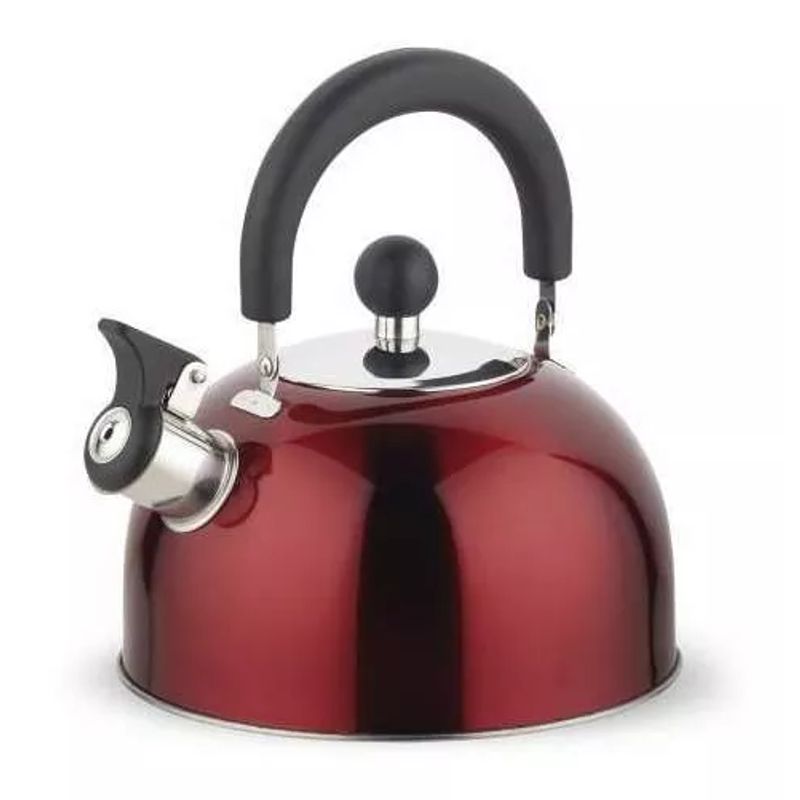 GENERICO - Tetera de acero inoxidable con silbato de 2500 ml Sicilia roja