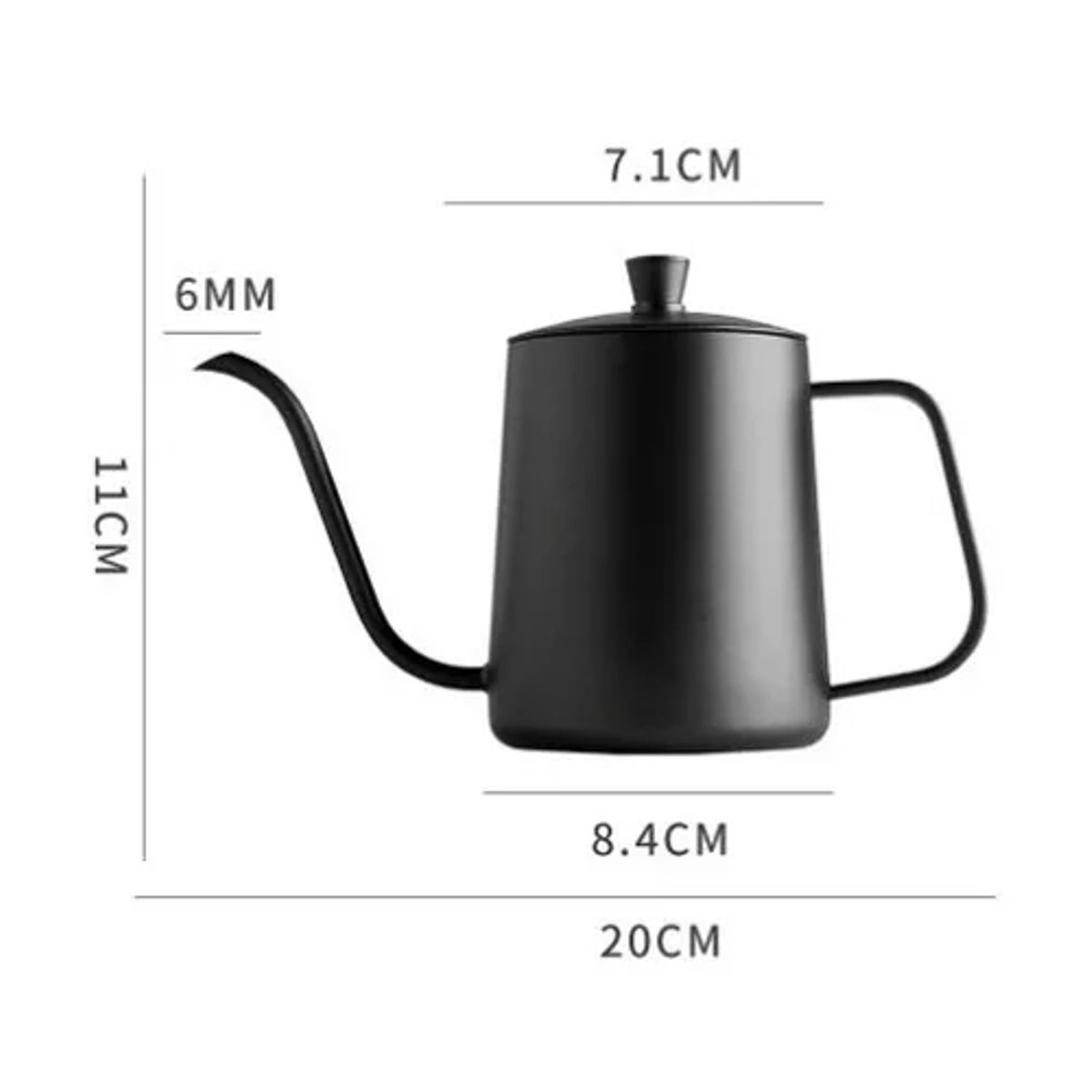 GENERICO - Tetera de cuello de cisne negra 350 ml para café o té