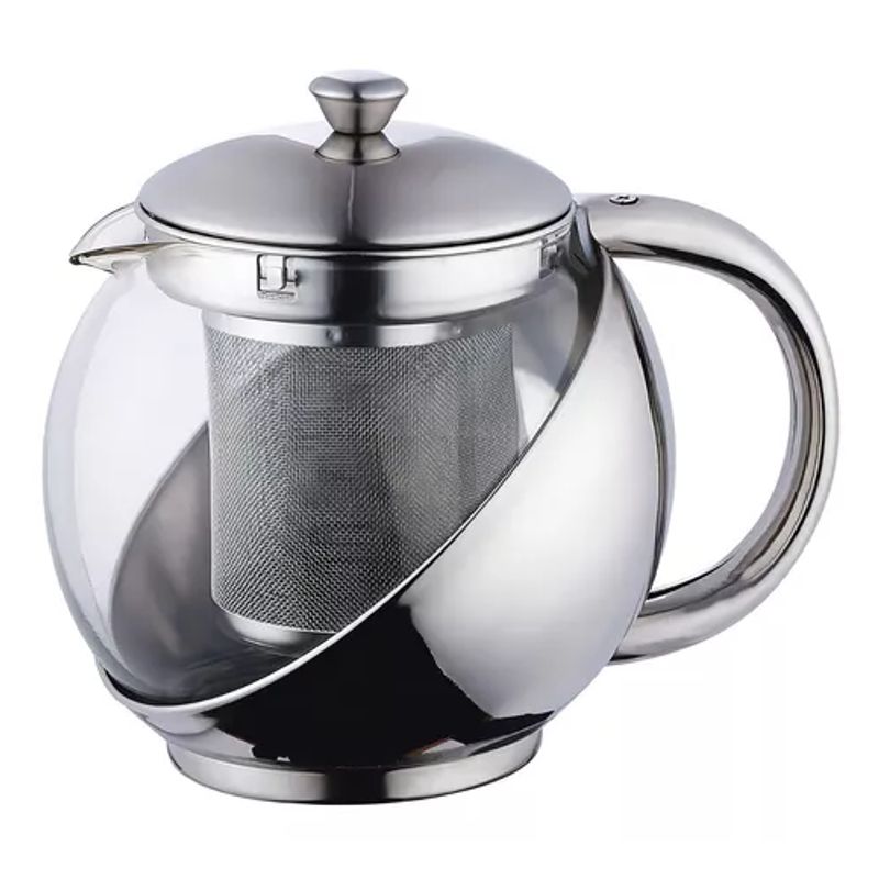 GENERICO - Tetera de acero inoxidable y vidrio 750 ml con infusor