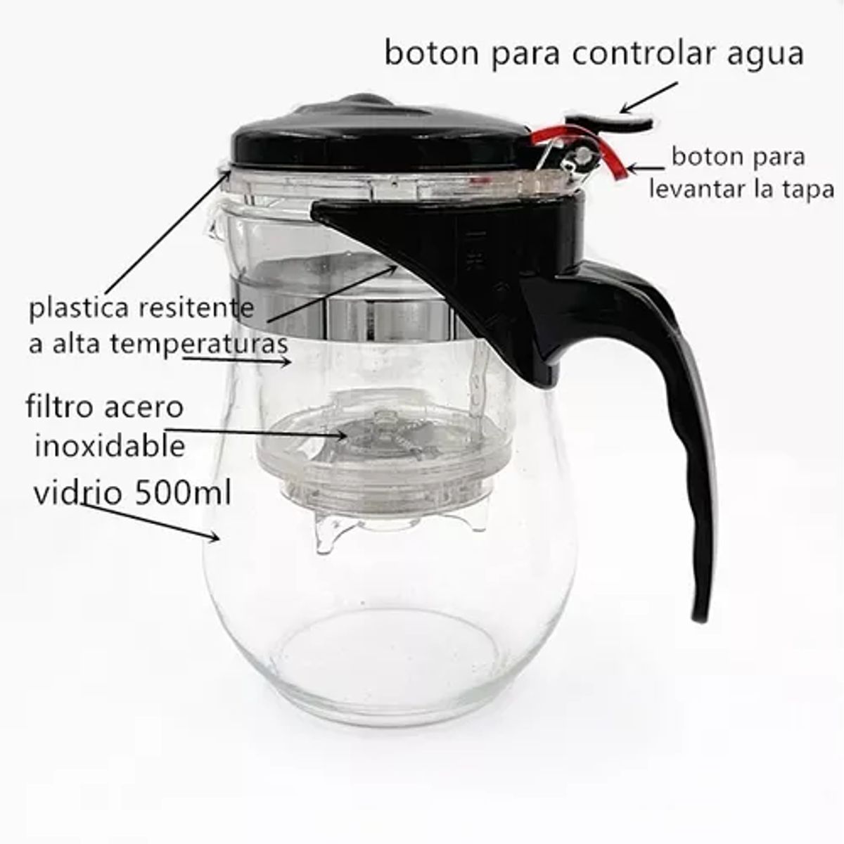GENERICO - Tazón con filtro para té y hierbas de vidrio