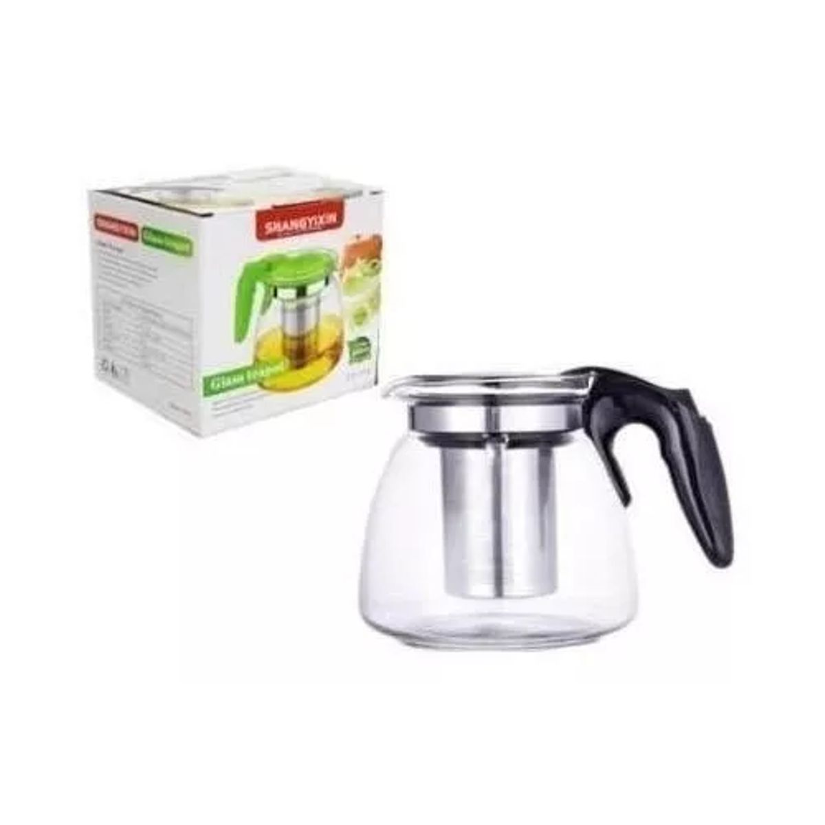 GENERICO - Tetera de vidrio de 900 ml con infusor metálico