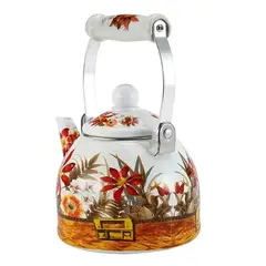 GENERICO - Tetera esmaltada enlozada de 2 litros diseño flores