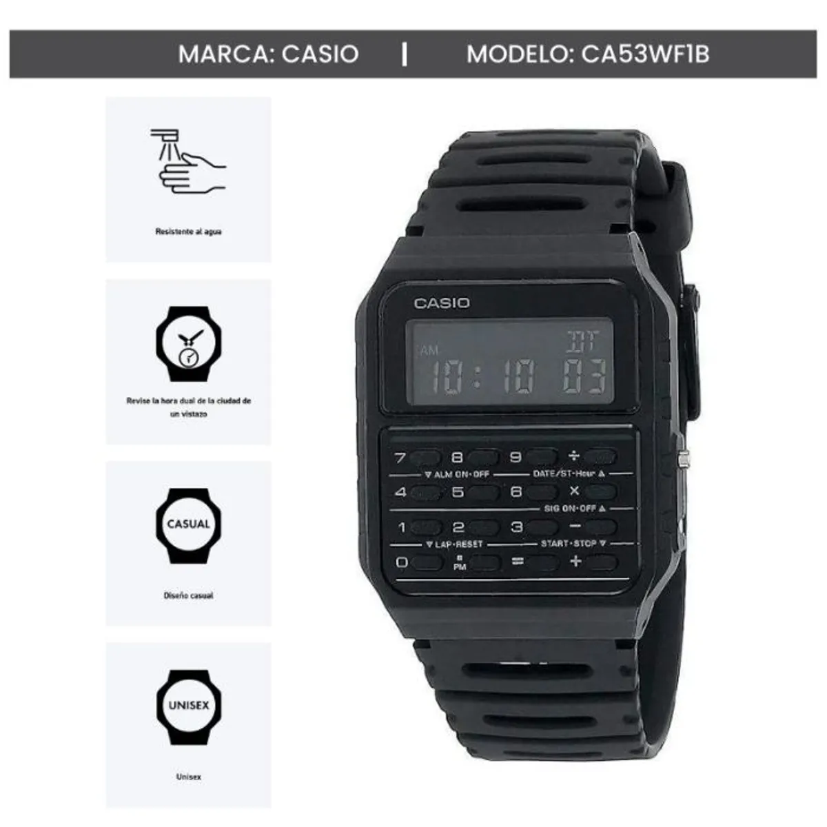 CASIO - RELOJ CASIO CA53WF-1B HOMBRE CALCULADORA