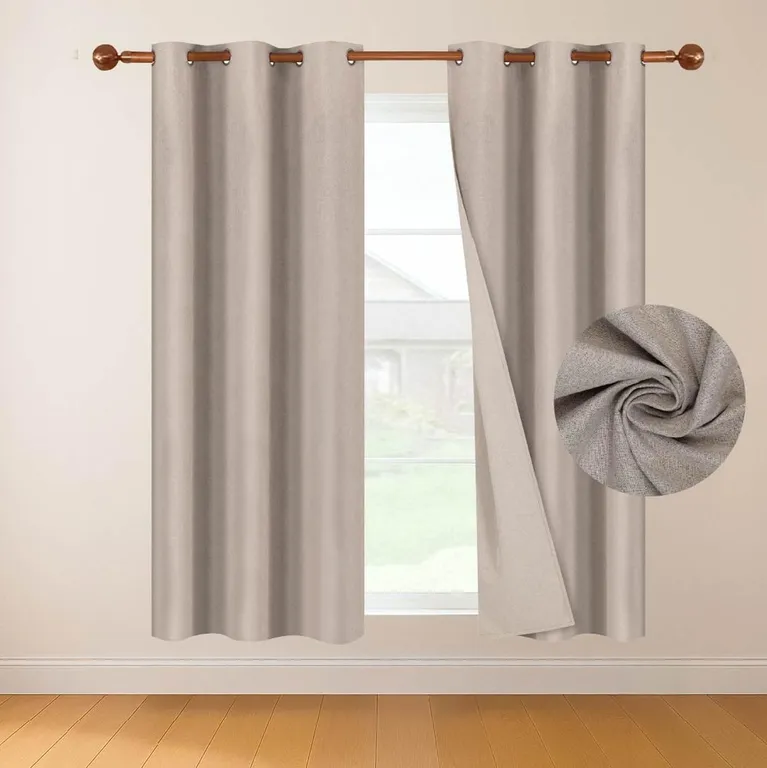 Cortina 100% Blackout 160x107 Look Lino Set 2 Panos - Beige - 160 x 107