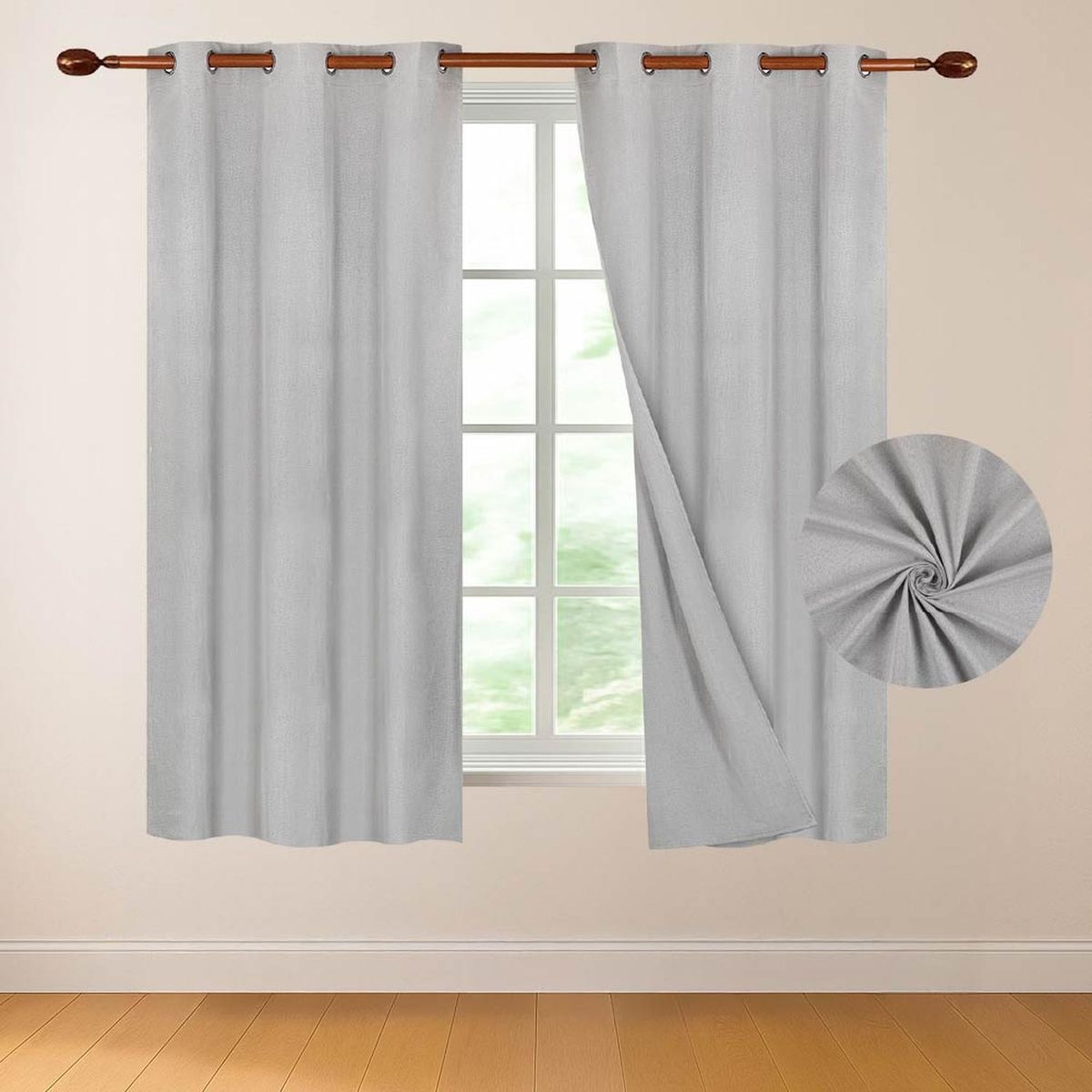 CASATUA - Cortina 100% Blackout 160x107 Casatua Look Lino Set 2 Paños - Crema - 160 x 107