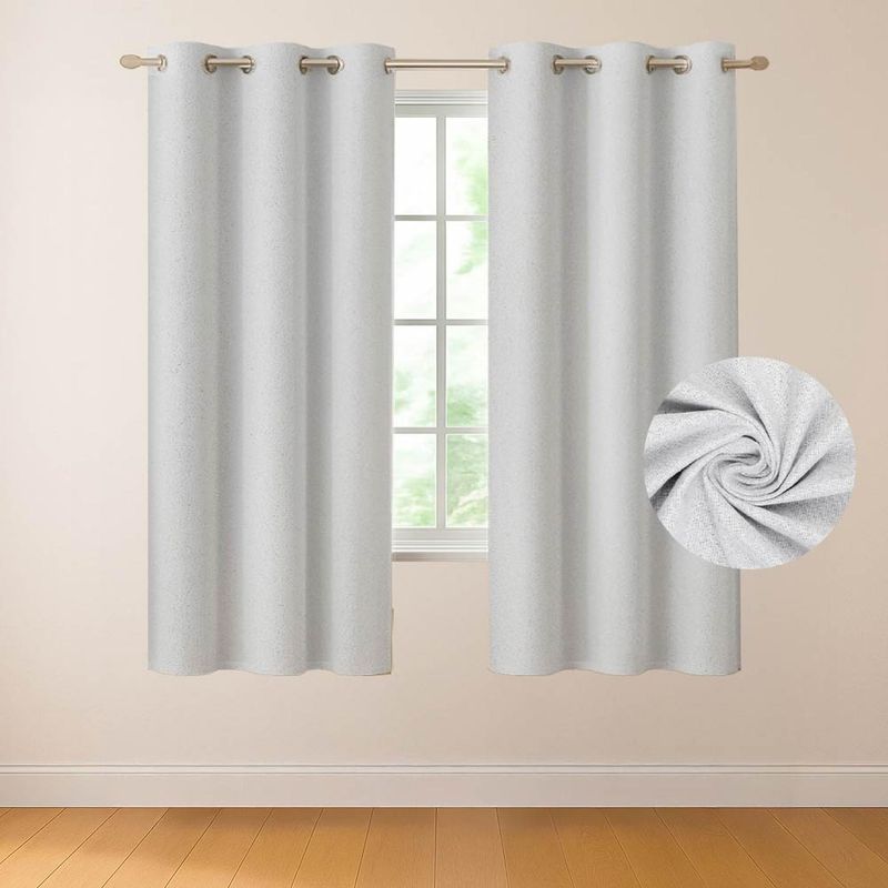 CASATUA - Cortina 100% Blackout 160x107 Casatua Look Lino Set 2 Paños - Crema - 160 x 107