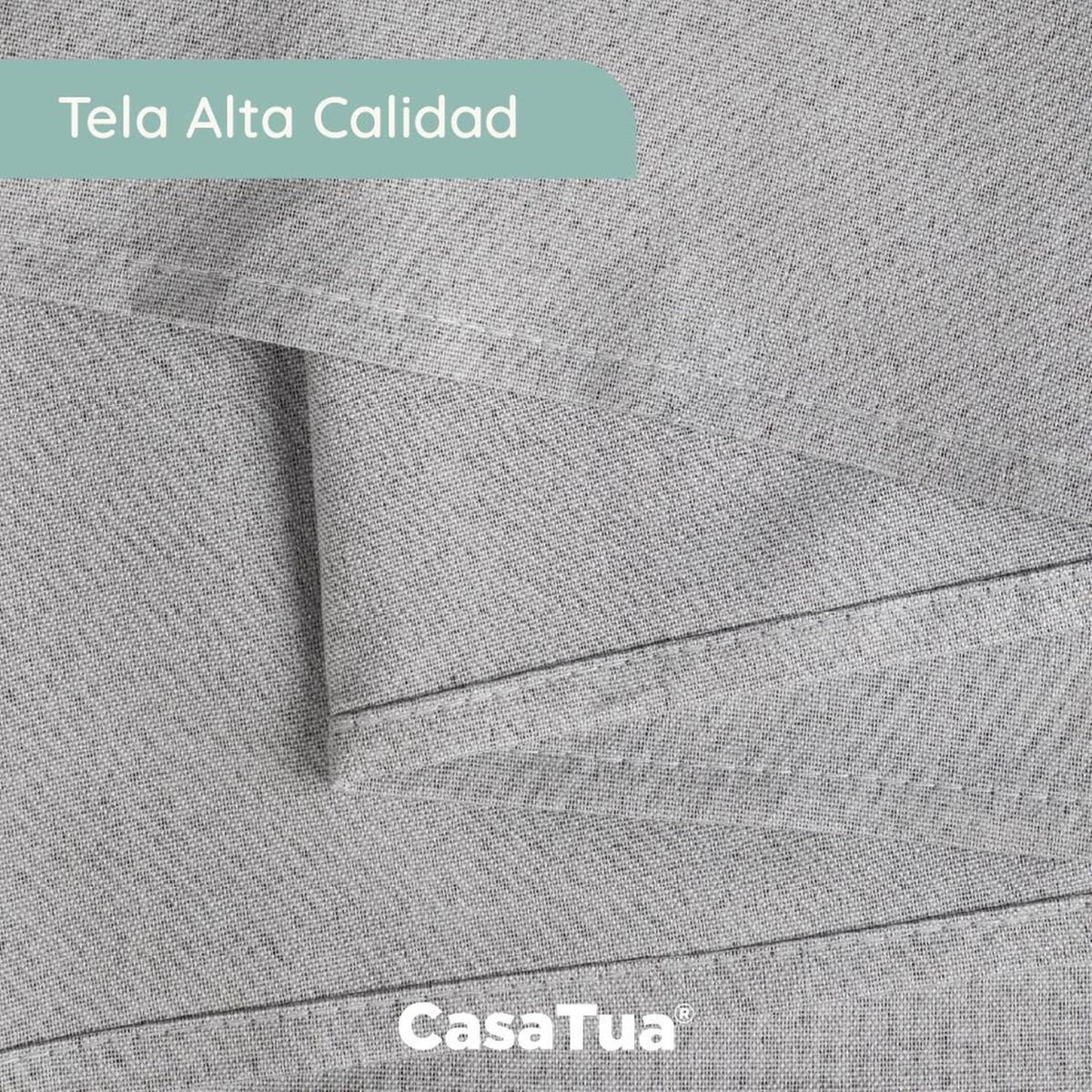 CASATUA - Cortina 100% Blackout 160x107 Casatua Look Lino Set 2 Paños - Crema - 160 x 107