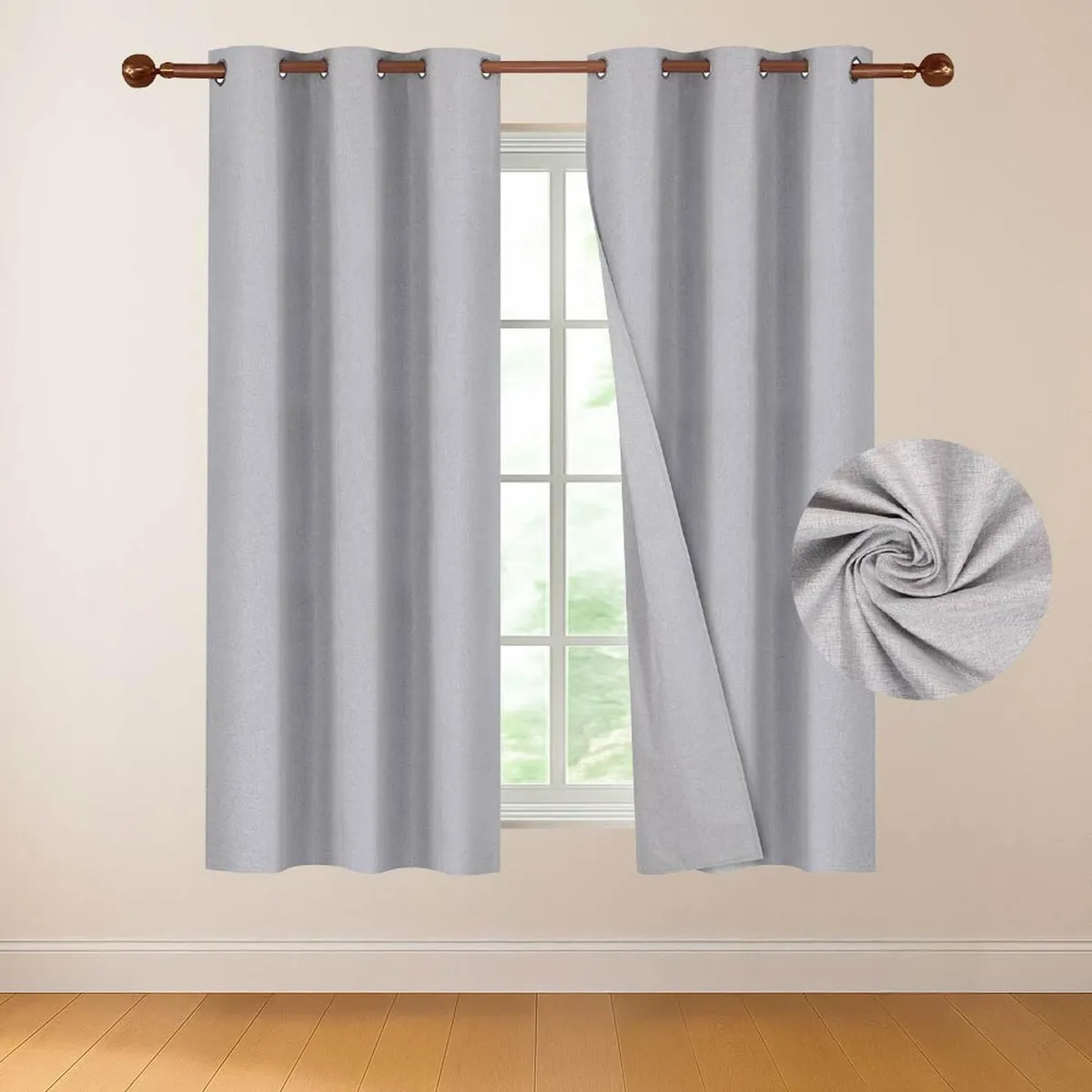 CASATUA - Cortina 100% Blackout 160x107 Casatua Look Lino Set 2 Paños - Gris - 160 x 107