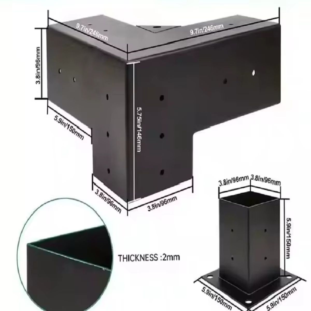 RAGNAR - Kit Pérgola Exterior 8 Soportes De Metal Para Madera