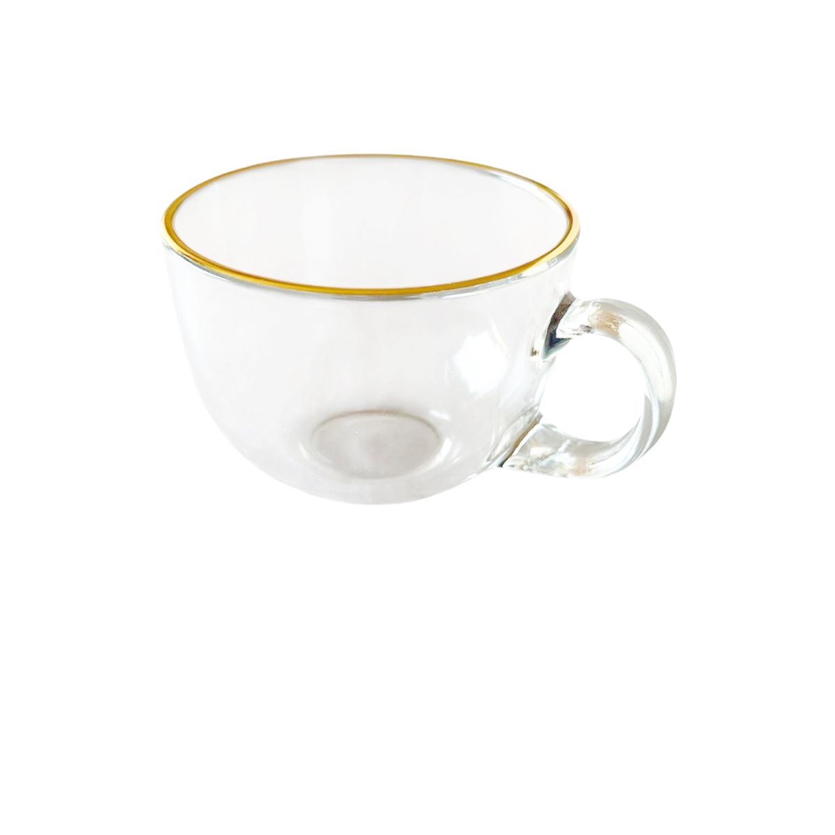 GENERICO - Juego de 4 Tazas de Vidrio con Borde Dorado 220 ml