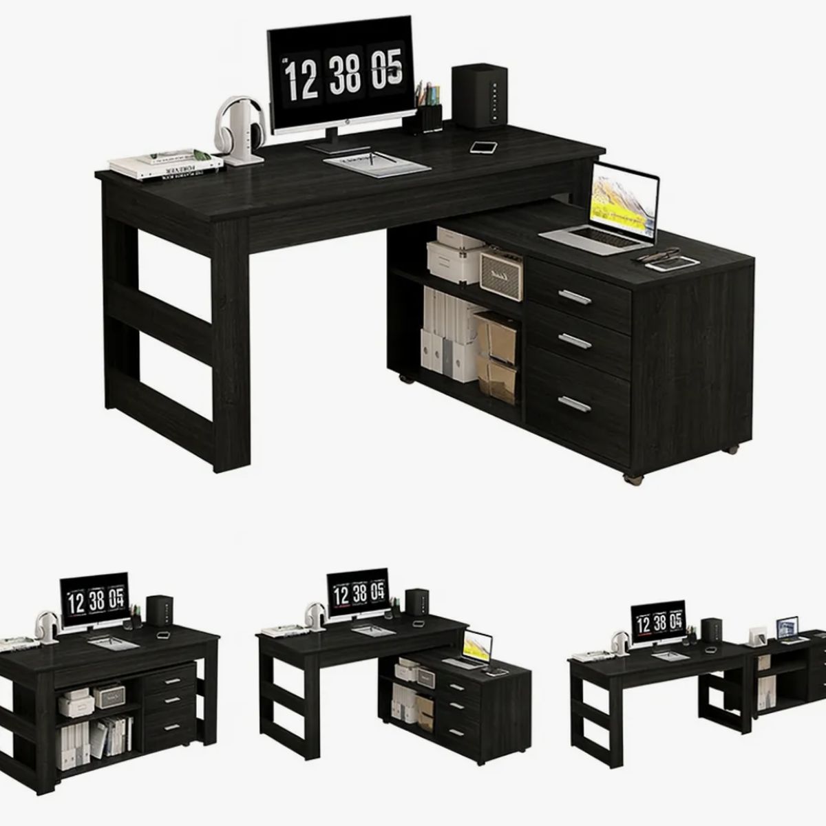 HOMER DESIGN - Escritorio Multifuncional Con Archivero Transformable 140cm