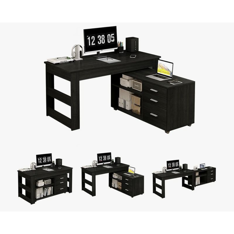 HOMER DESIGN - Escritorio Multifuncional Con Archivero Transformable 140cm