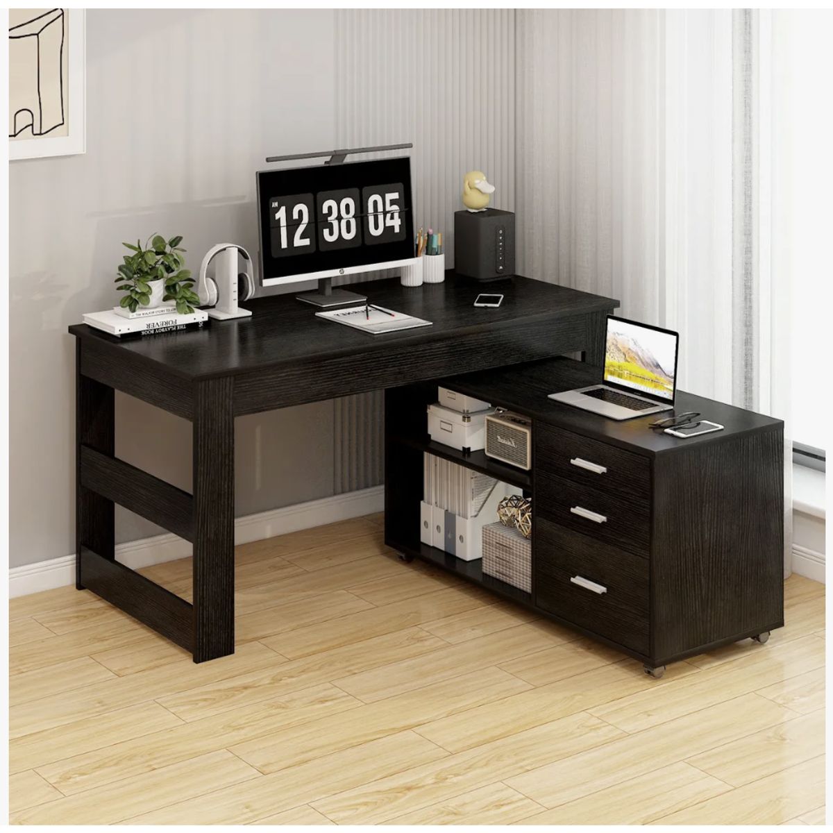 HOMER DESIGN - Escritorio Multifuncional Con Archivero Transformable 140cm