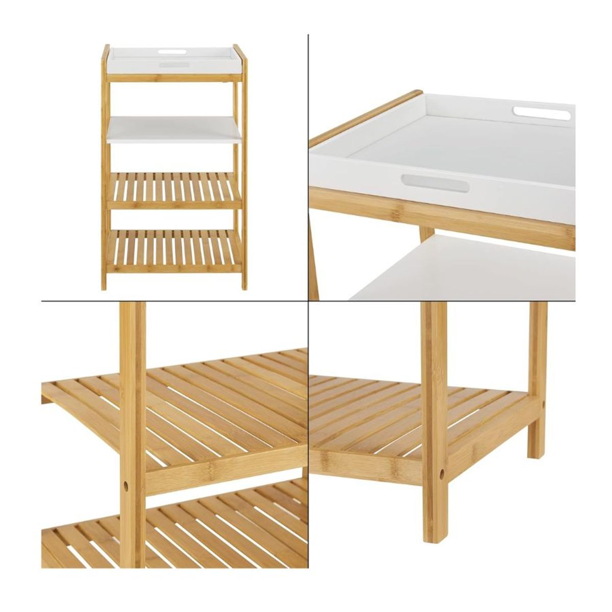 GENERICO - Estante De Almacenamiento 4 Niveles Bambú Bandeja Extraibe