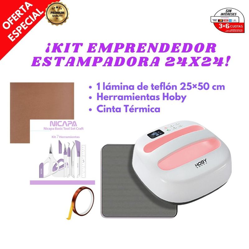 GENERICO - ESTAMPADORA + HERRAMIENTAS + TEFLÓN + CINTA TÉRMICA