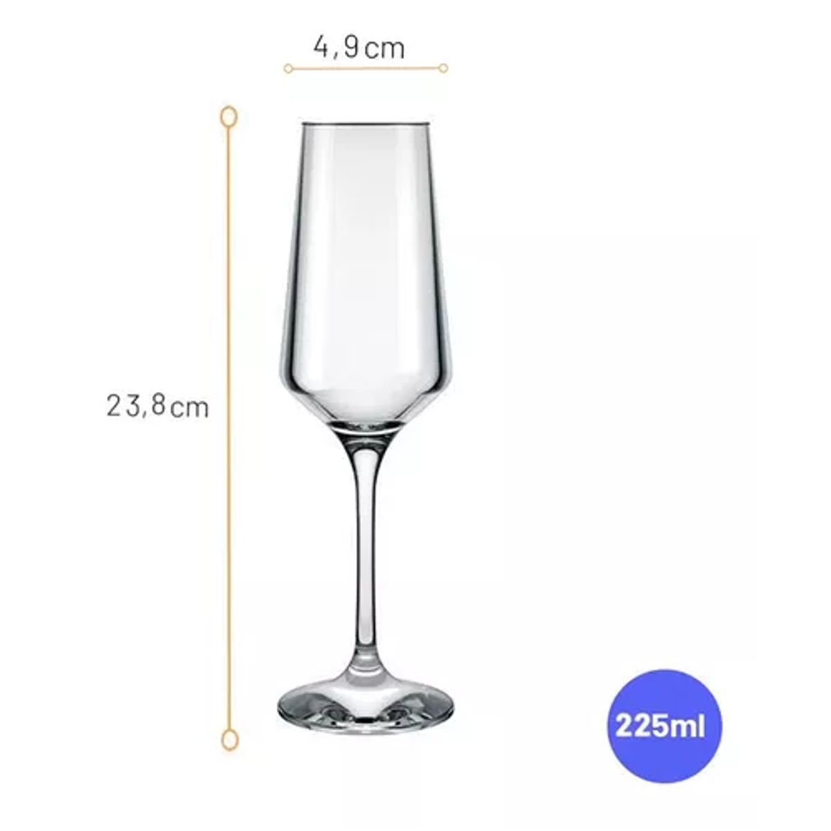 GENERICO - Juego de 6 copas de champagne 225 ml Brunello Nadir
