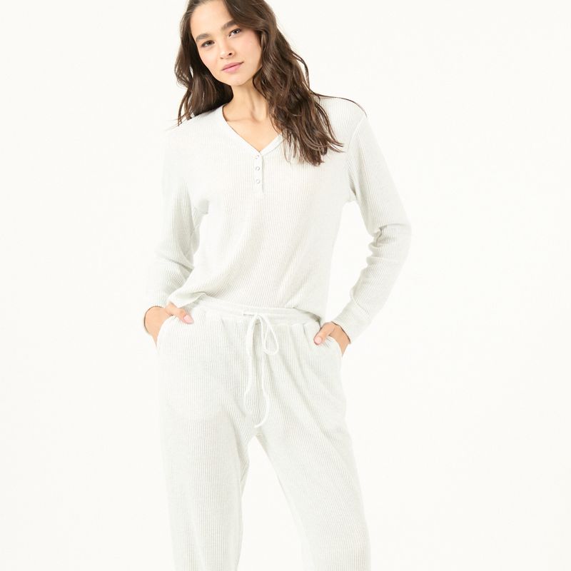 BARBIZON - Pijama de Mujer Leti Rib Gris
