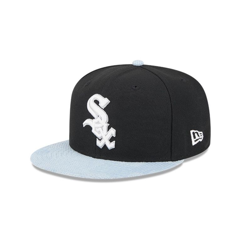 Gorra 59Fifty Chicago Blanco Sox MLB Patch Denim Negro Negro 7