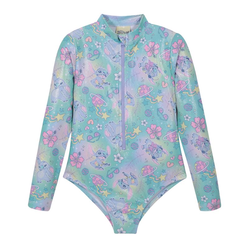 DISNEY - Traje de Baño Niña Entero UV50 MLarga Stitch Disney - Verde