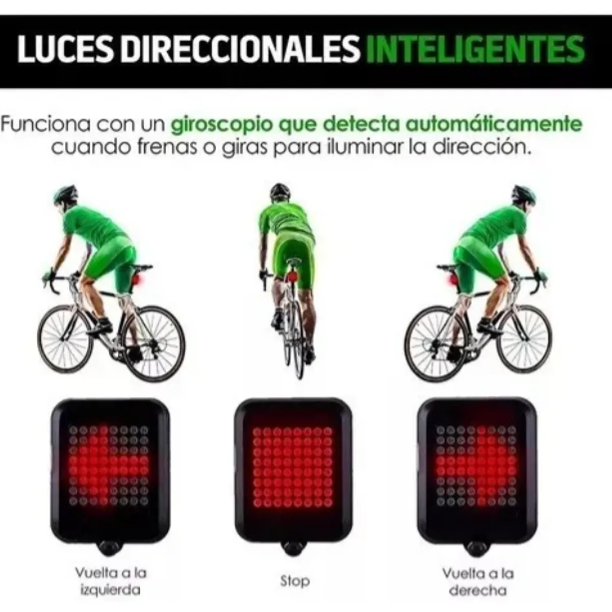GENERICO - Luz De Bicicleta Trasera Recargable Usbsensor Inteligente