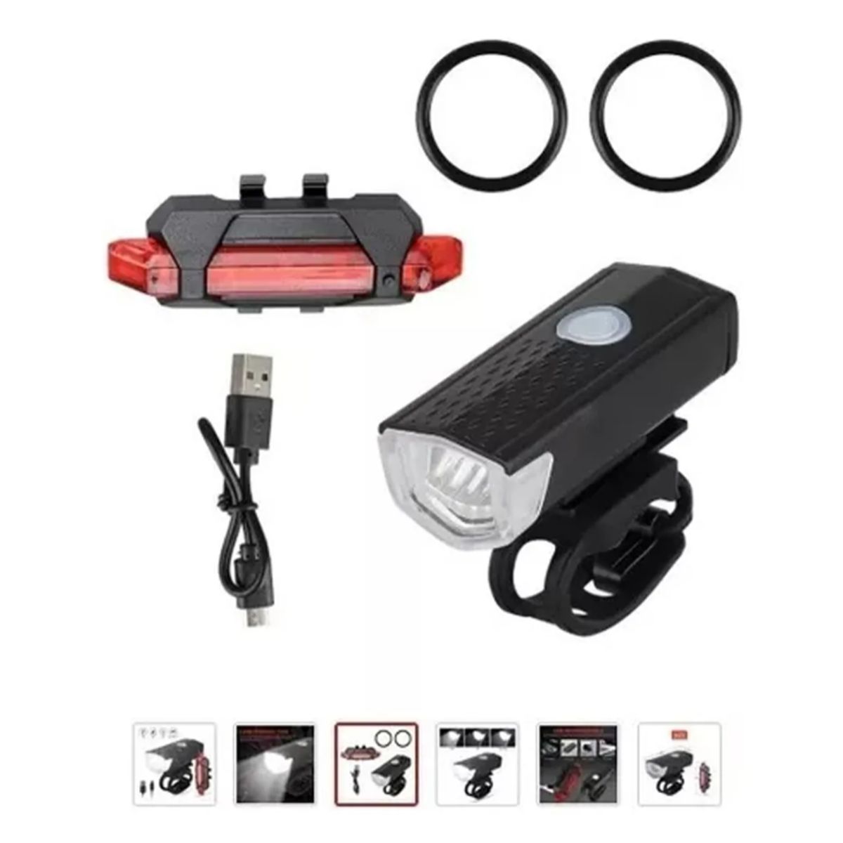 GENERICO - Set Luces Bicicleta Delantera Y Trasera Recargable Por Usb