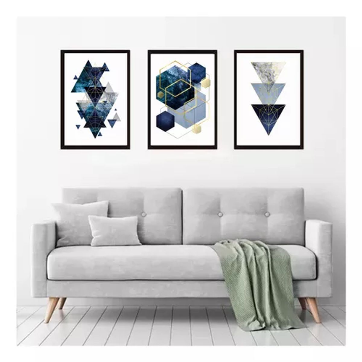 GENERICO - Cuadros abstractos geométricos pack de 3 unidades 35x50 cm