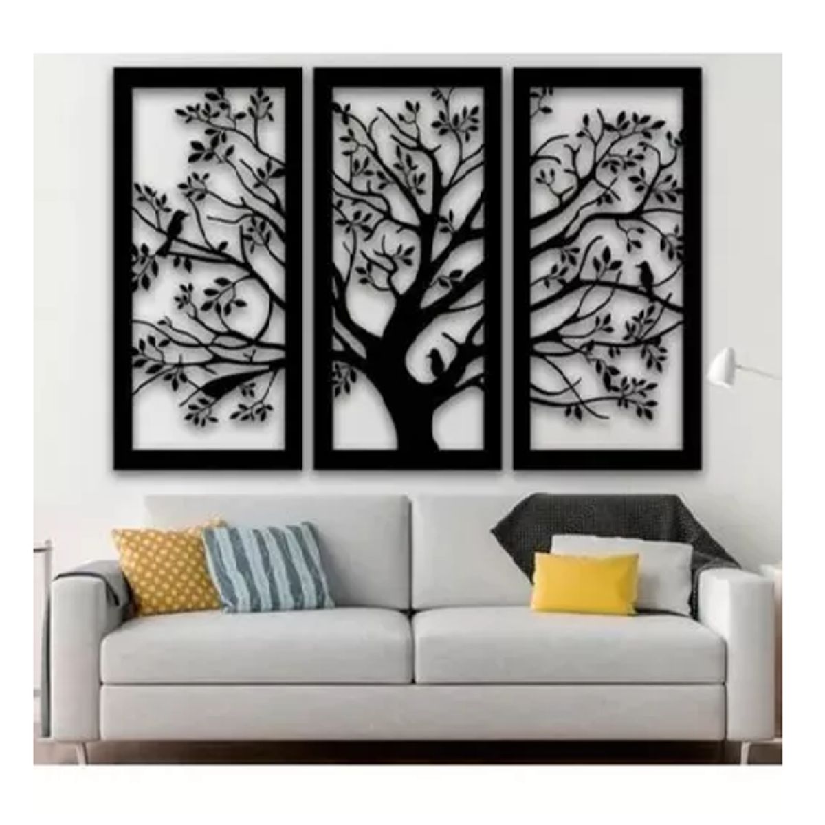 GENERICO - Cuadro decorativo tríptico de árbol de la vida 35x60 cm