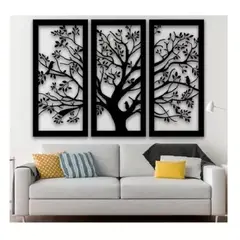 GENERICO - Cuadro decorativo tríptico de árbol de la vida 35x60 cm