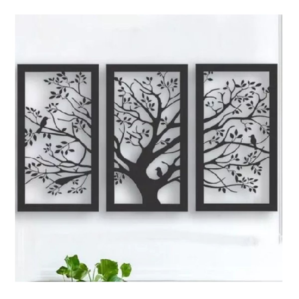 GENERICO - Cuadro decorativo tríptico de árbol de la vida 35x60 cm