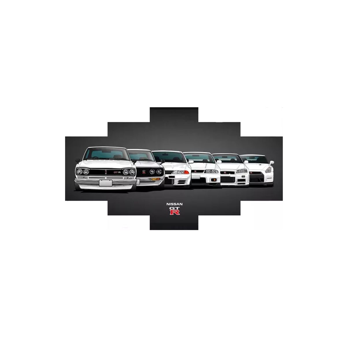 GENERICO - Cuadro Políptico 150x80 Nissan GT Con Bastidor de Madera
