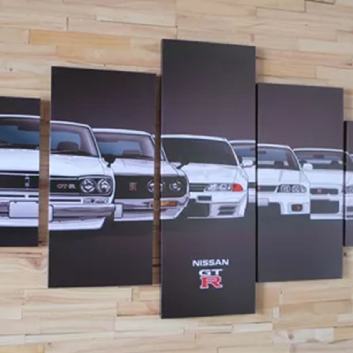 GENERICO - Cuadro Políptico 150x80 Nissan GT Con Bastidor de Madera