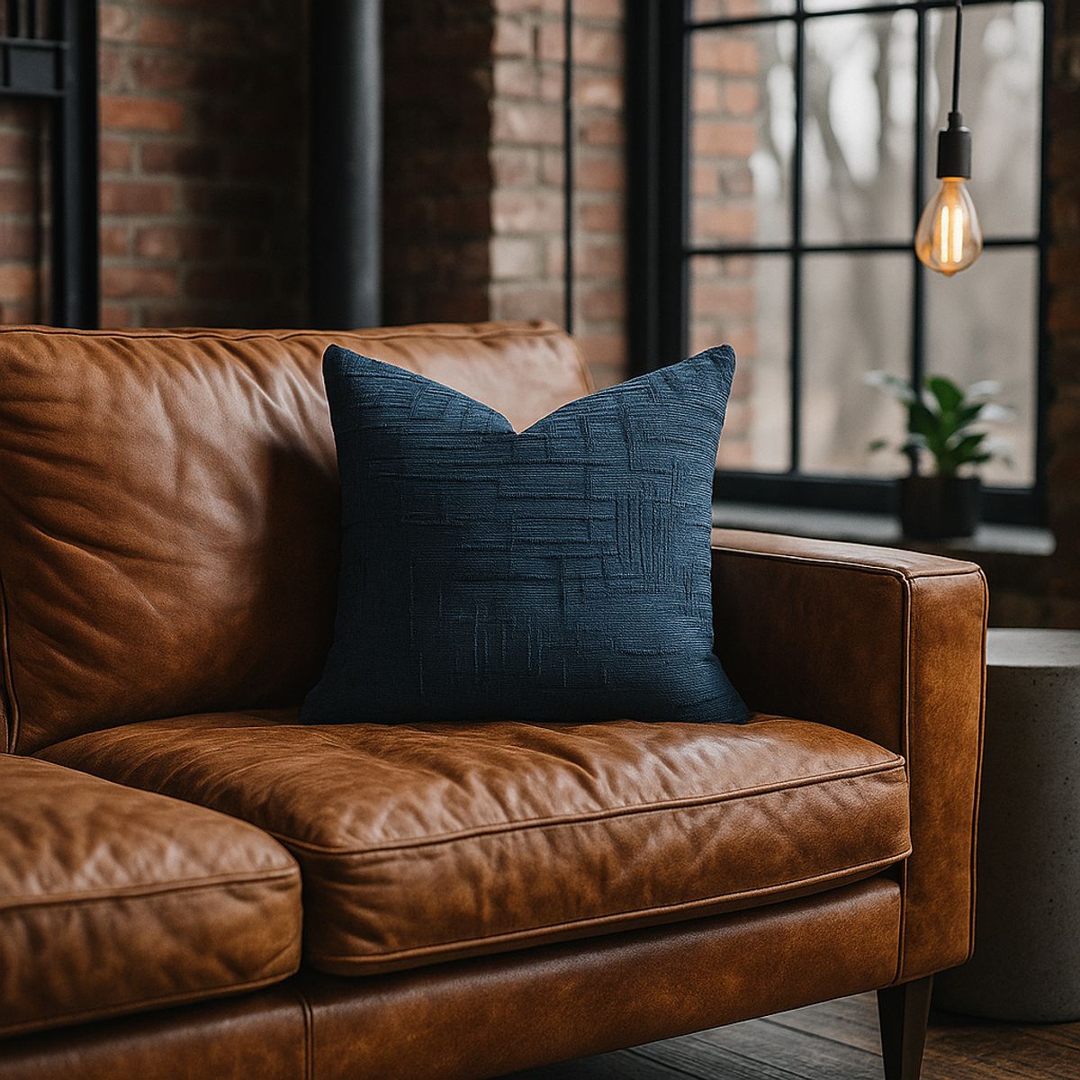 ARMONIA - Cubre cojín azul chenille 45x45 diseño elegante sala CL 744