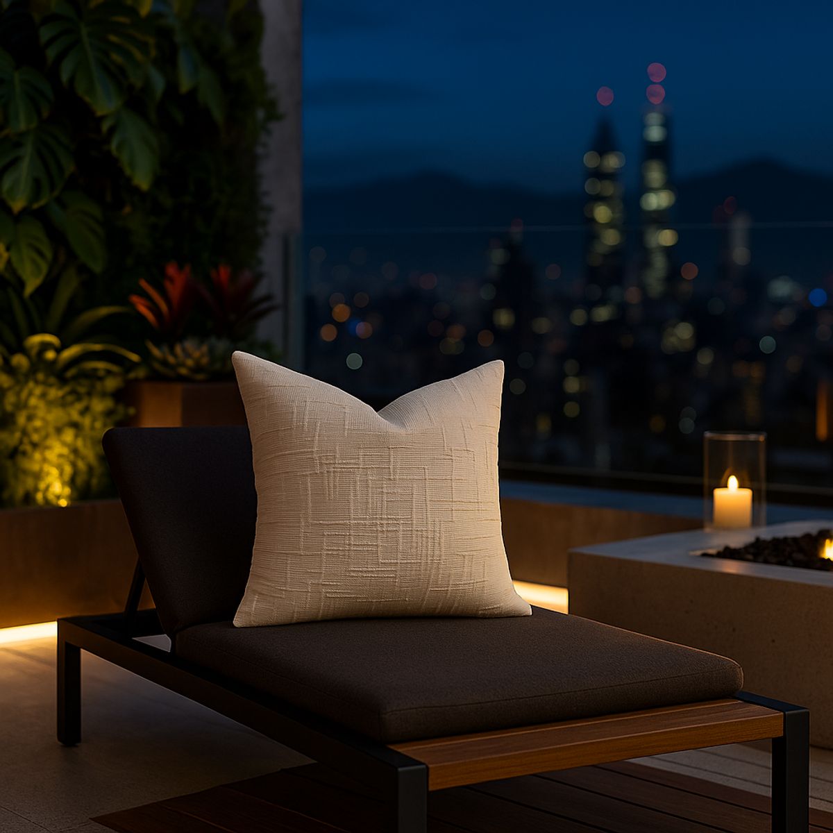 ARMONIA - Cubre cojín beige chenille 45x45 diseño elegante sala CL 744